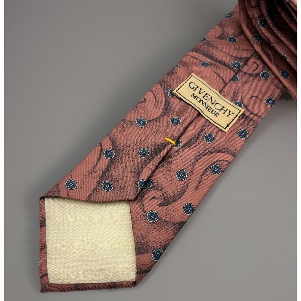 VTG Givenchy Monsieur Made In Italy Paisley Abstract Floral Silk Tie 60in Long - Picture 3 of 7